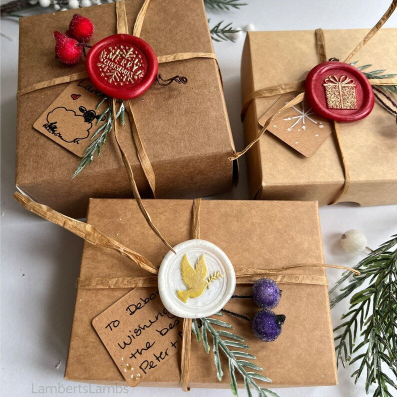 5 Christmas wax seal stickers, A set of 5 Premade Santa wax seal stickers for journaling, gift wrapping