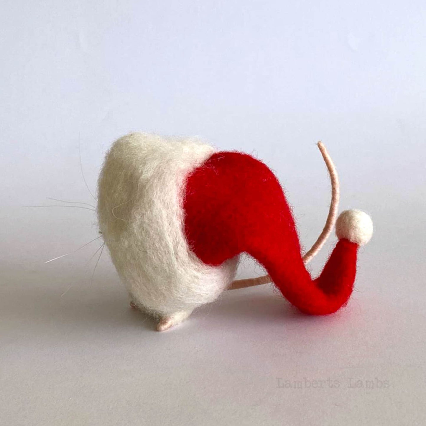 White needle felted Christmas mouse felt Christmas ornament Handmade wool mouse
