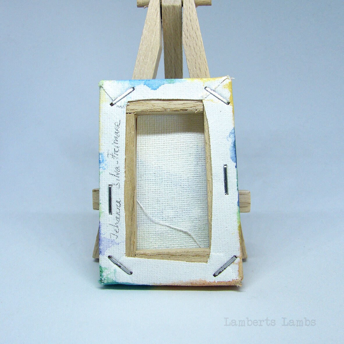 Miniature Sheep Painting an original Watercolor on stretched canvas