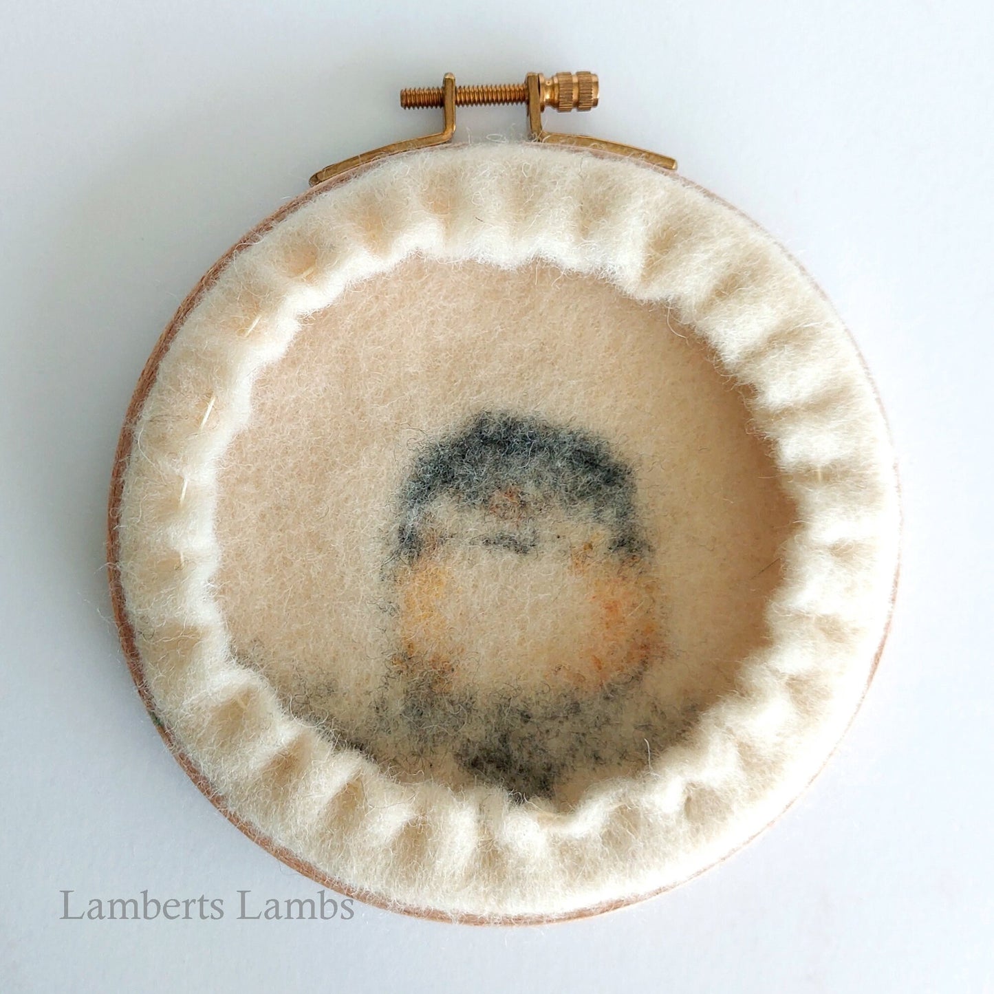 Chickadee Wool painting in a wooden hoop, bird nook art, bird needle felted painting