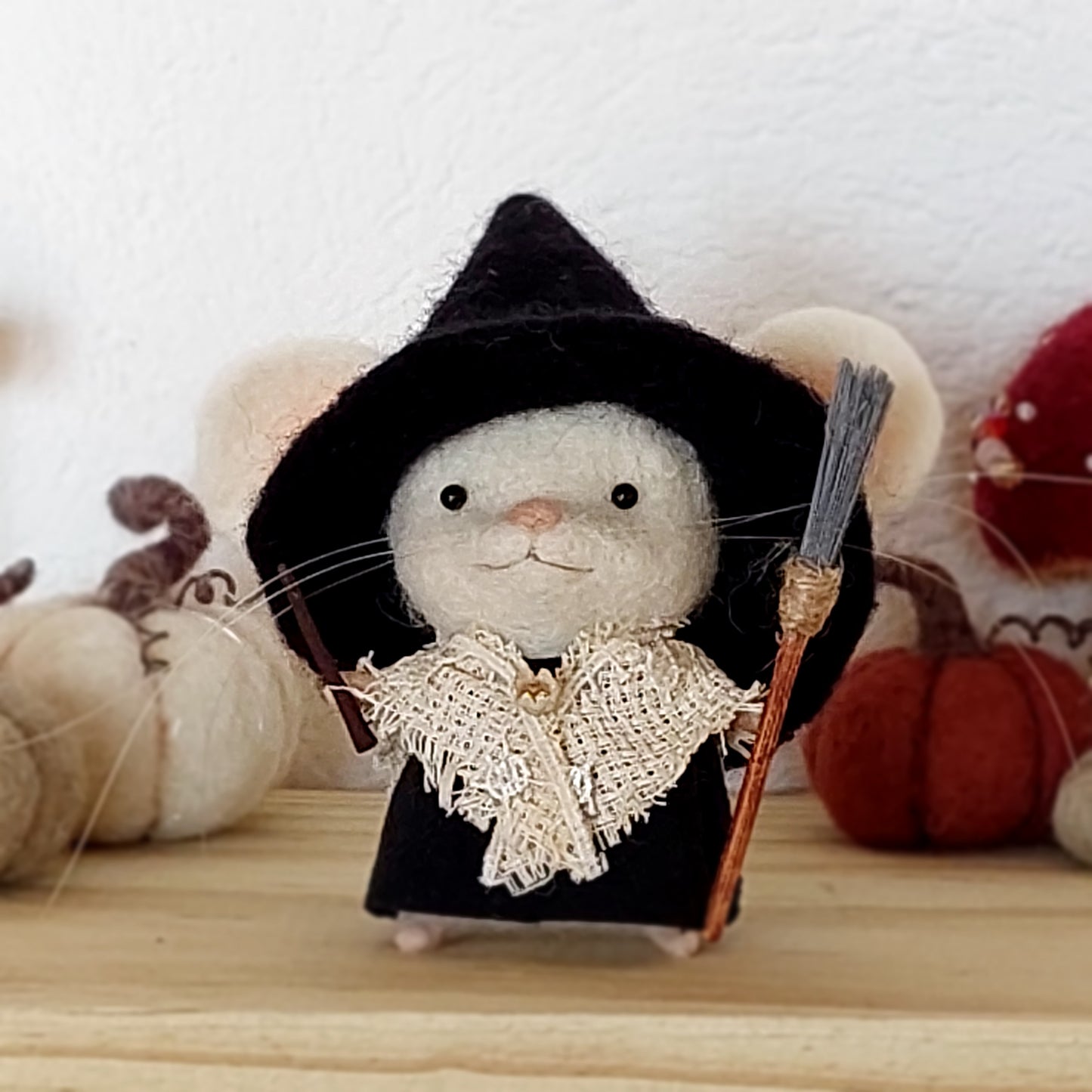 Needle felted mouse witch Agnes Willowfen