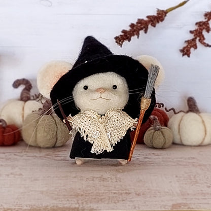 Needle felted mouse witch Agnes Willowfen