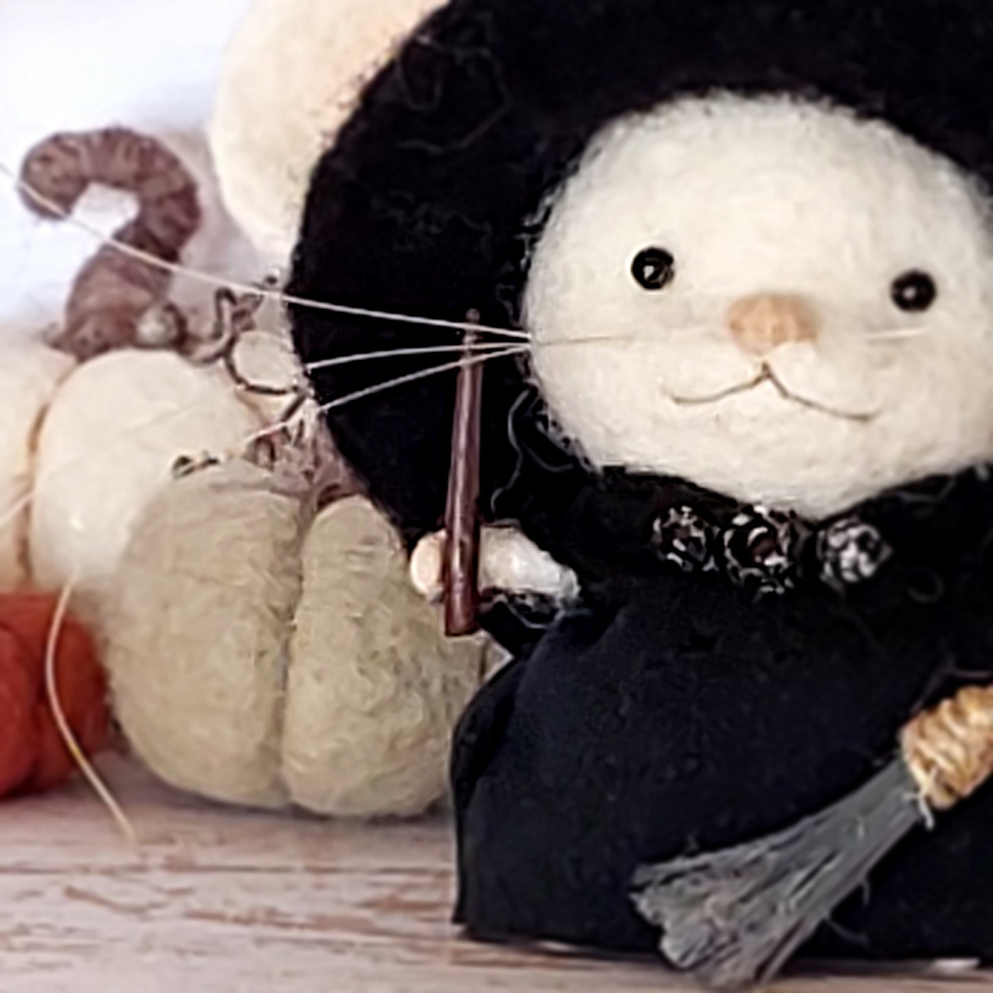 Needle felted mouse witch Clara Moonwhisper