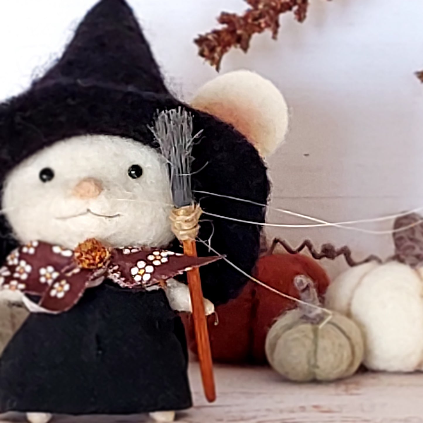 Needle felted mouse witch Hazel Rowanmere