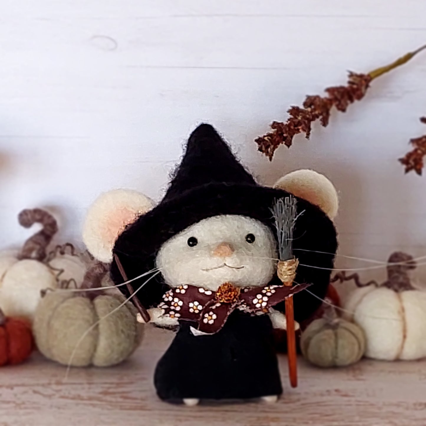 Needle felted mouse witch Hazel Rowanmere
