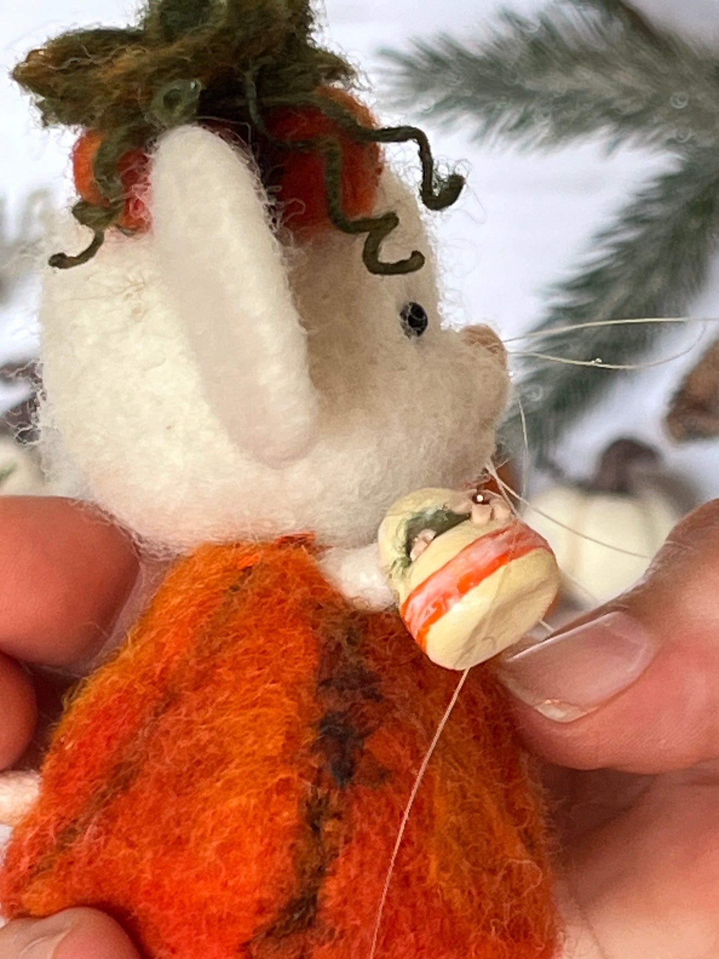 Needle felted mouse Guardians of the pumpkin patch Marigold Fernwhip