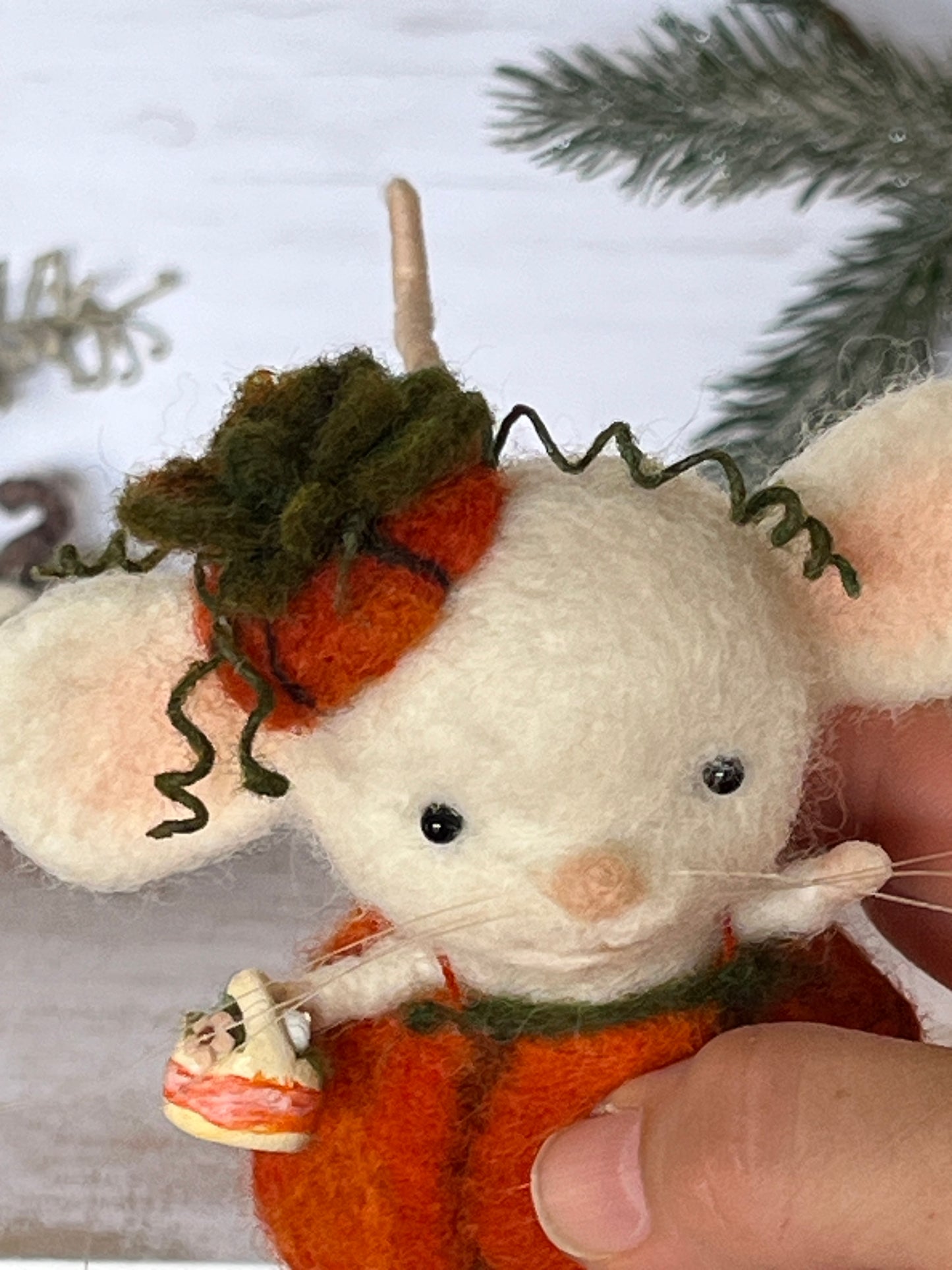 Needle felted mouse Guardians of the pumpkin patch Marigold Fernwhip