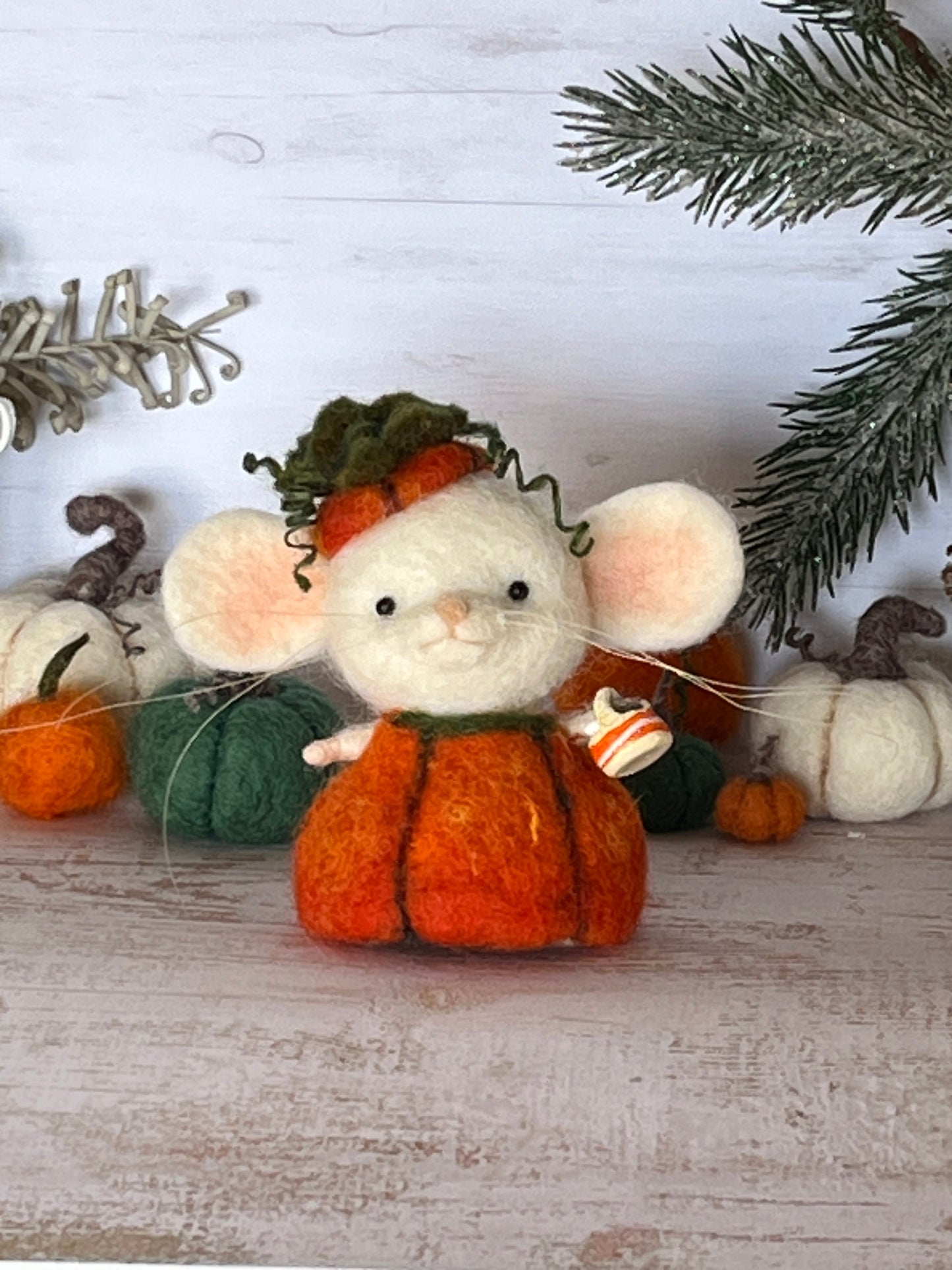 Needle felted mouse Guardians of the pumpkin patch Penelope Seedwhisk