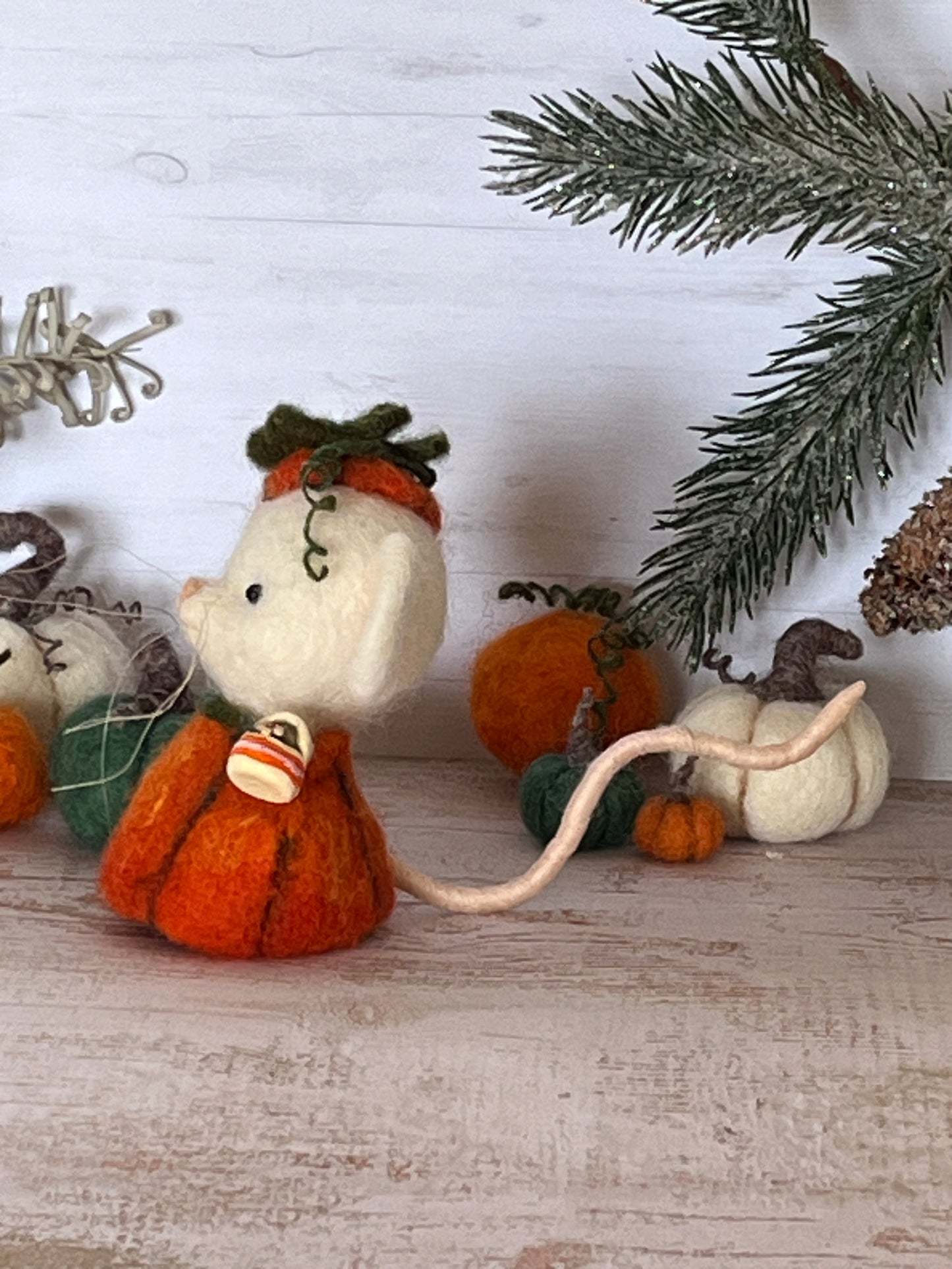 Needle felted mouse Guardians of the pumpkin patch Penelope Seedwhisk