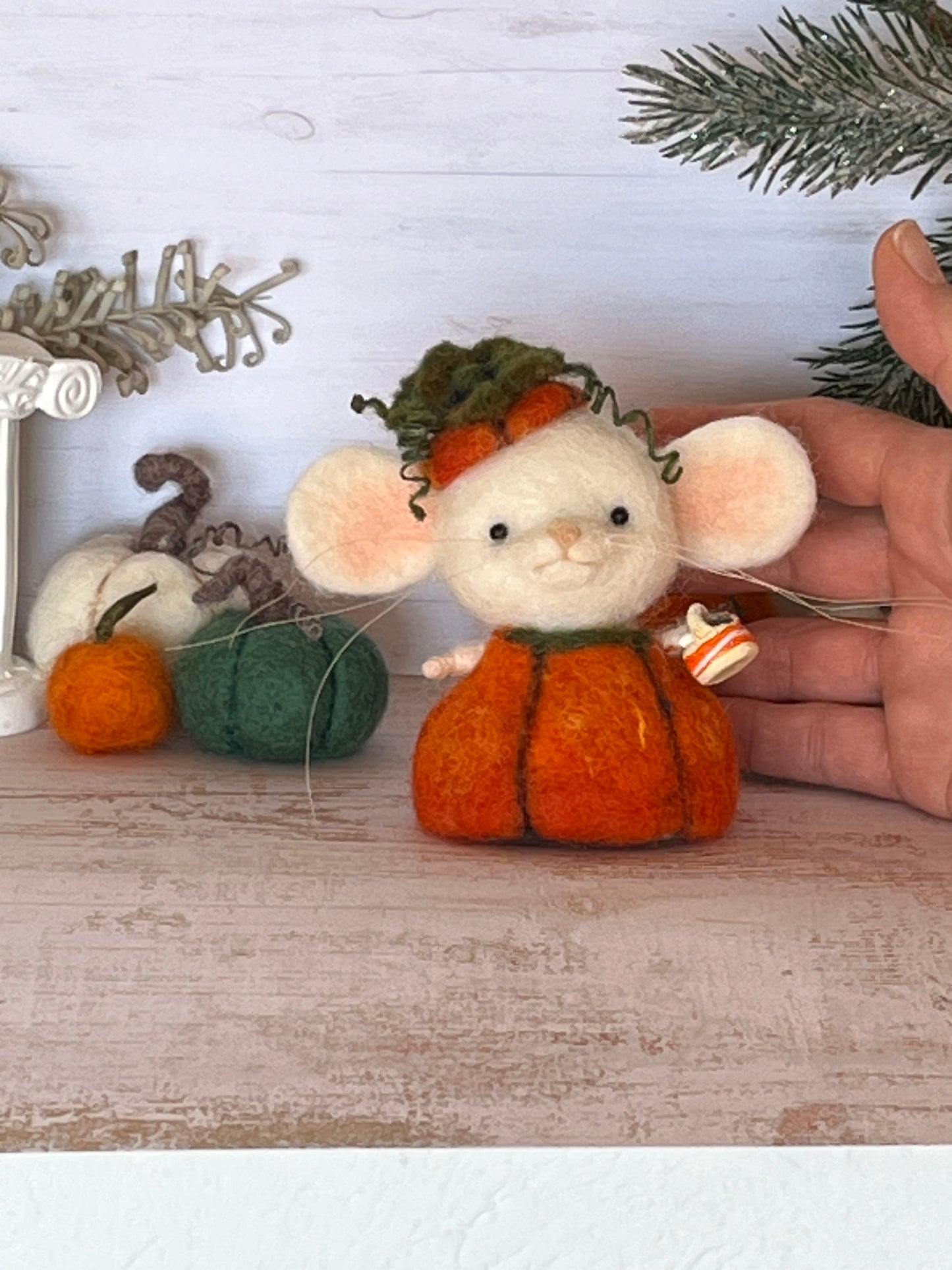 Needle felted mouse Guardians of the pumpkin patch Penelope Seedwhisk