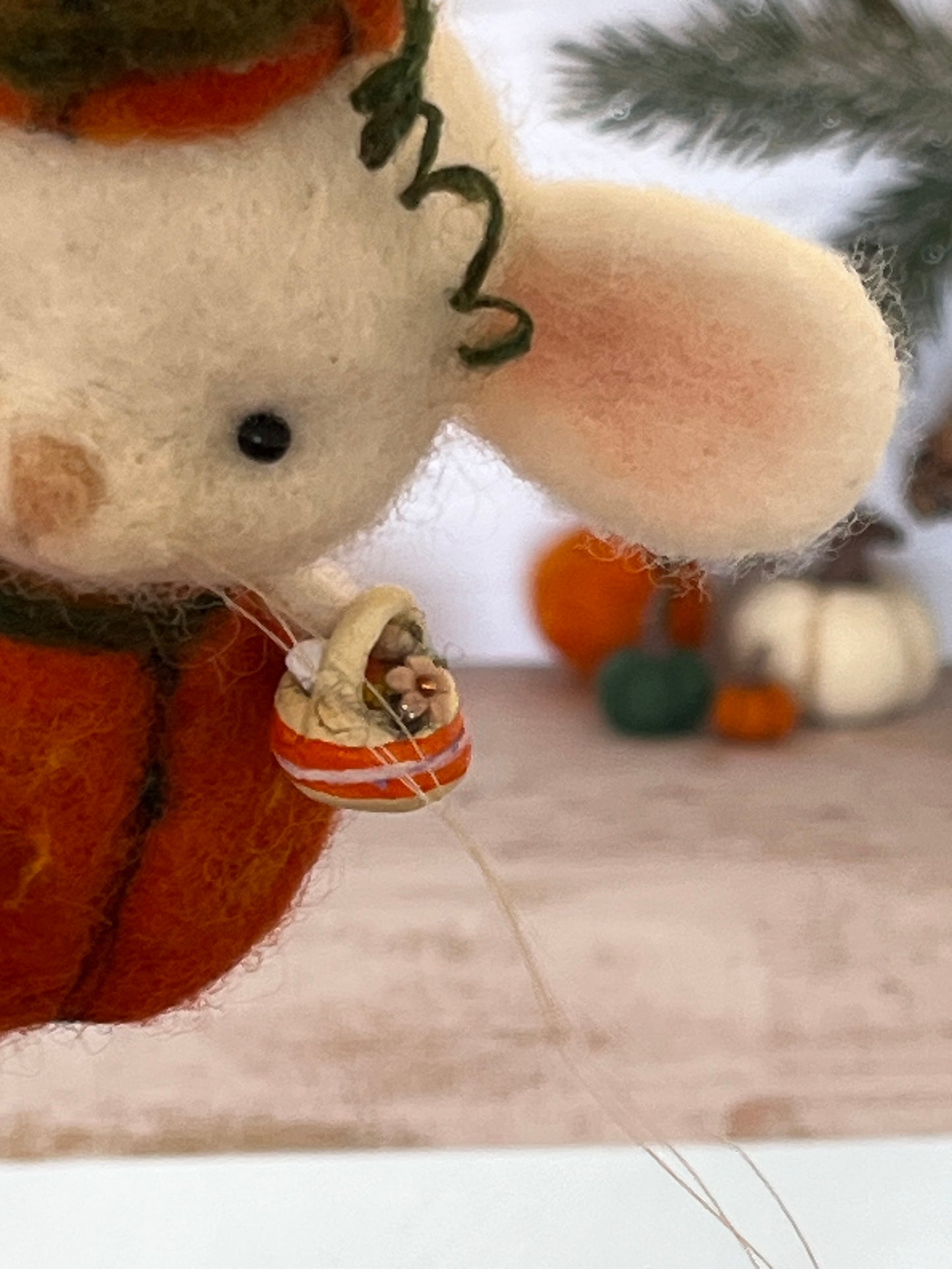 Needle felted mouse Guardians of the pumpkin patch Penelope Seedwhisk