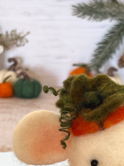 Needle felted mouse Guardians of the pumpkin patch Penelope Seedwhisk