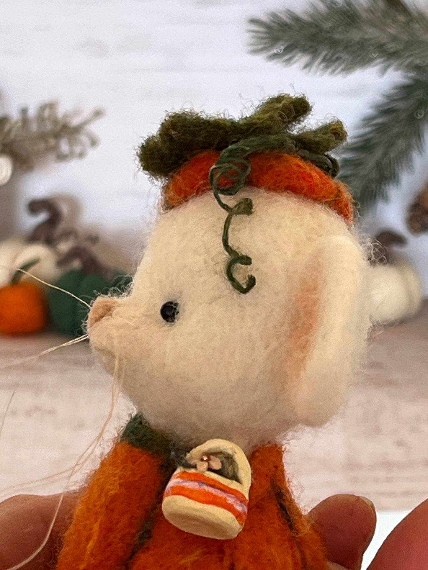 Needle felted mouse Guardians of the pumpkin patch Penelope Seedwhisk