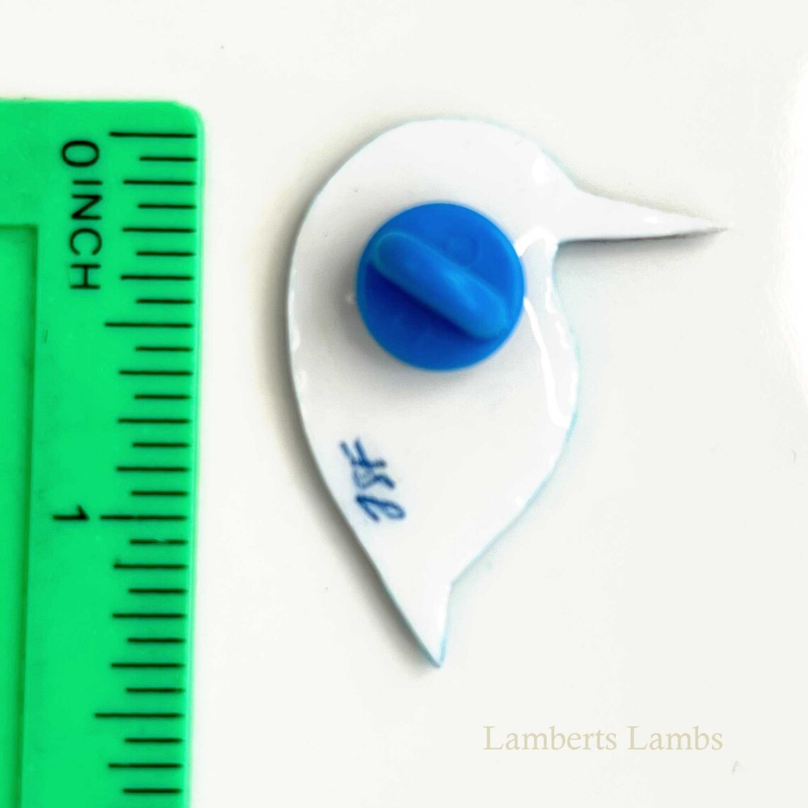 Blue Artsy hand painted light blue, pink and gold bird brooch