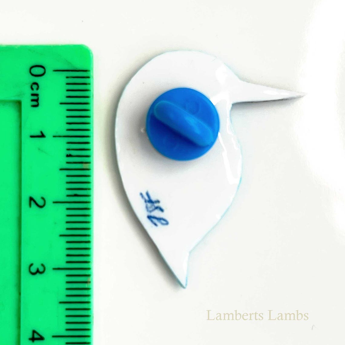 Blue Artsy hand painted light blue, pink and gold bird brooch