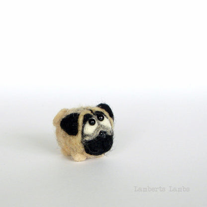 Needle felted Pug, Felted dog, Tiny wool dog