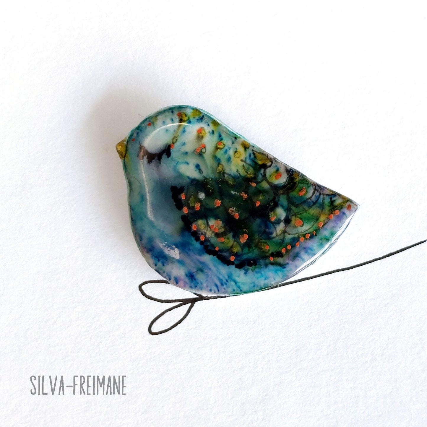 Gentle Bird Brooch with abstract design