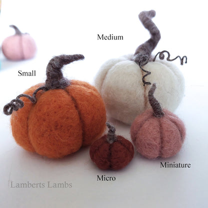Handmade Needle felted Mini and Micro wool Pumpkin