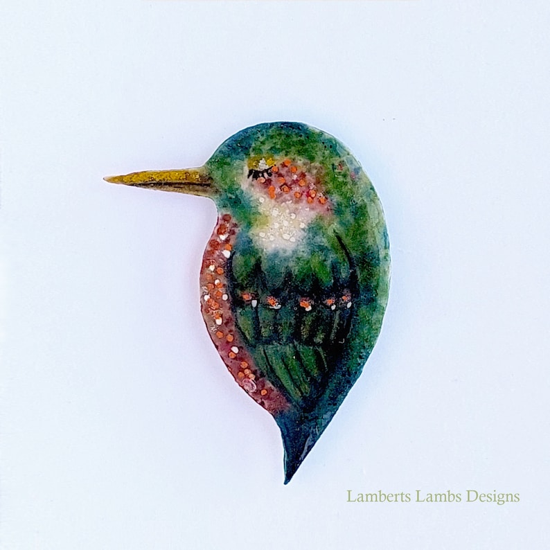 Tropical Bird Brooch/ Pin, Modern hand painted Bird Brooch Pin - Dark