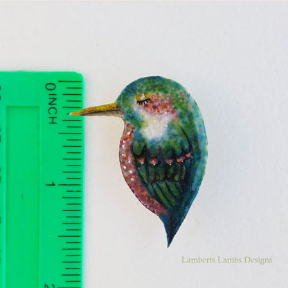 Tropical Bird Brooch/ Pin, Modern hand painted Bird Brooch Pin - Dark