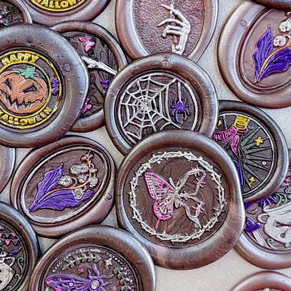 6 Halloween wax seal stickers, pumpkin wax seal set, Premade wax seals, Wax seal stickers self-adhesive