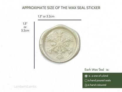 6 Simple Snowflake wax seal stickers, A set of 6 Premade Simple Snowflake wax seal stickers for journaling, gift wrapping decor