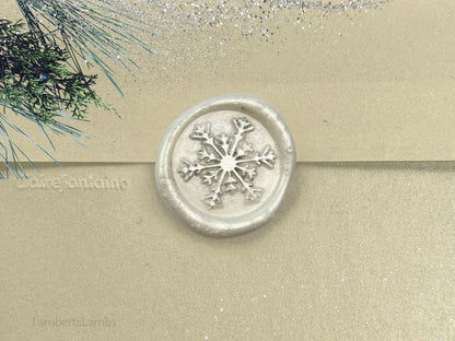 6 Simple Snowflake wax seal stickers, A set of 6 Premade Simple Snowflake wax seal stickers for journaling, gift wrapping decor