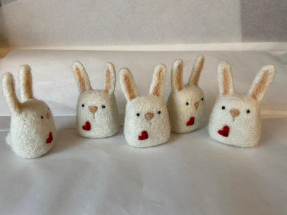 Needle Felted Bunny with a heart