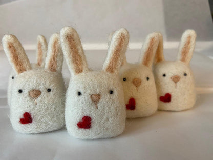 Needle Felted Bunny with a heart