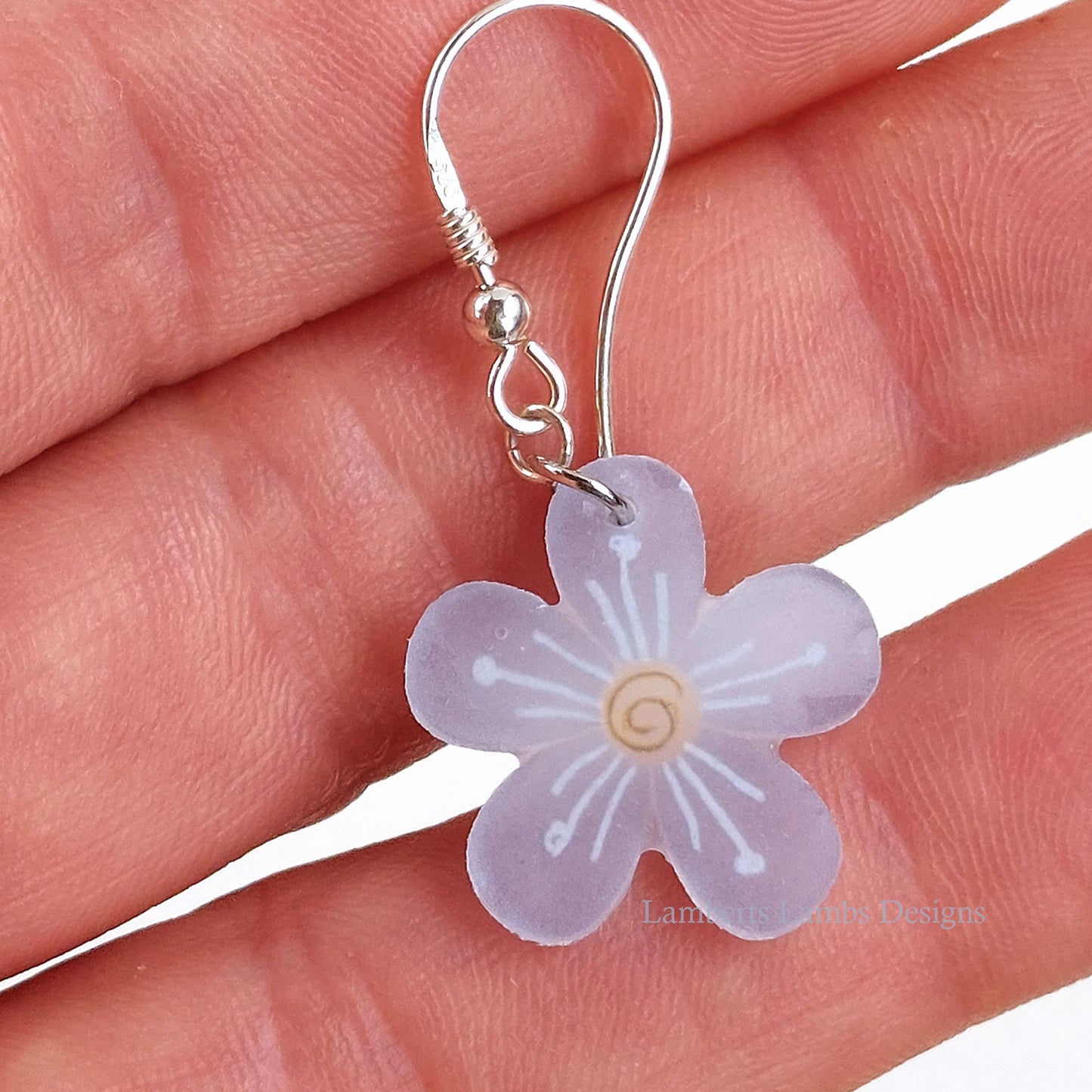 Minimalistic Purple daisy flower earrings, handmade simple hanging  daisy earrings