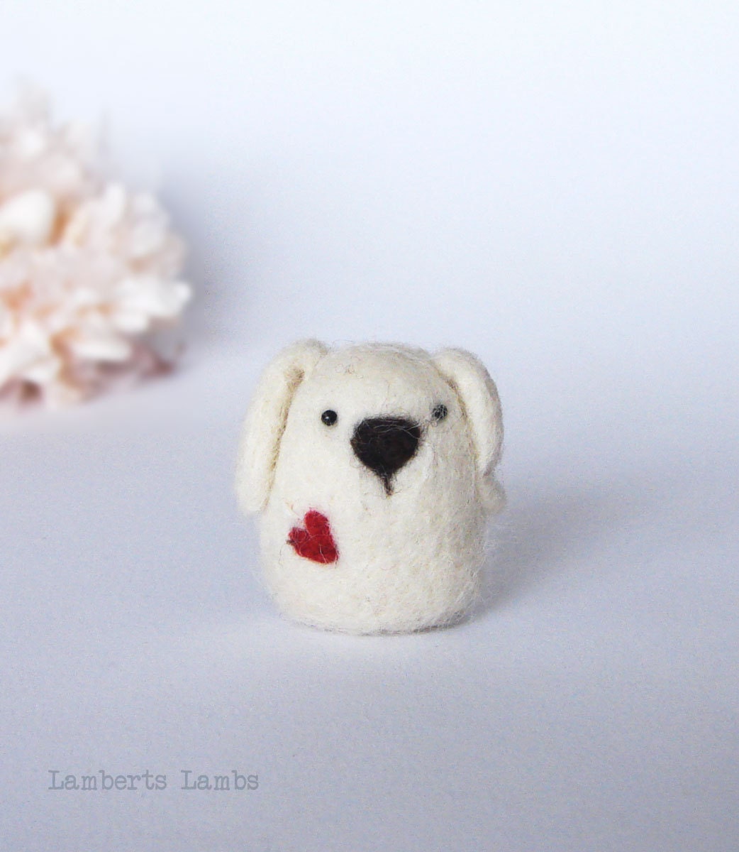 Needle Felted Dog with a heart