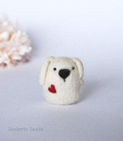 Needle Felted Dog with a heart
