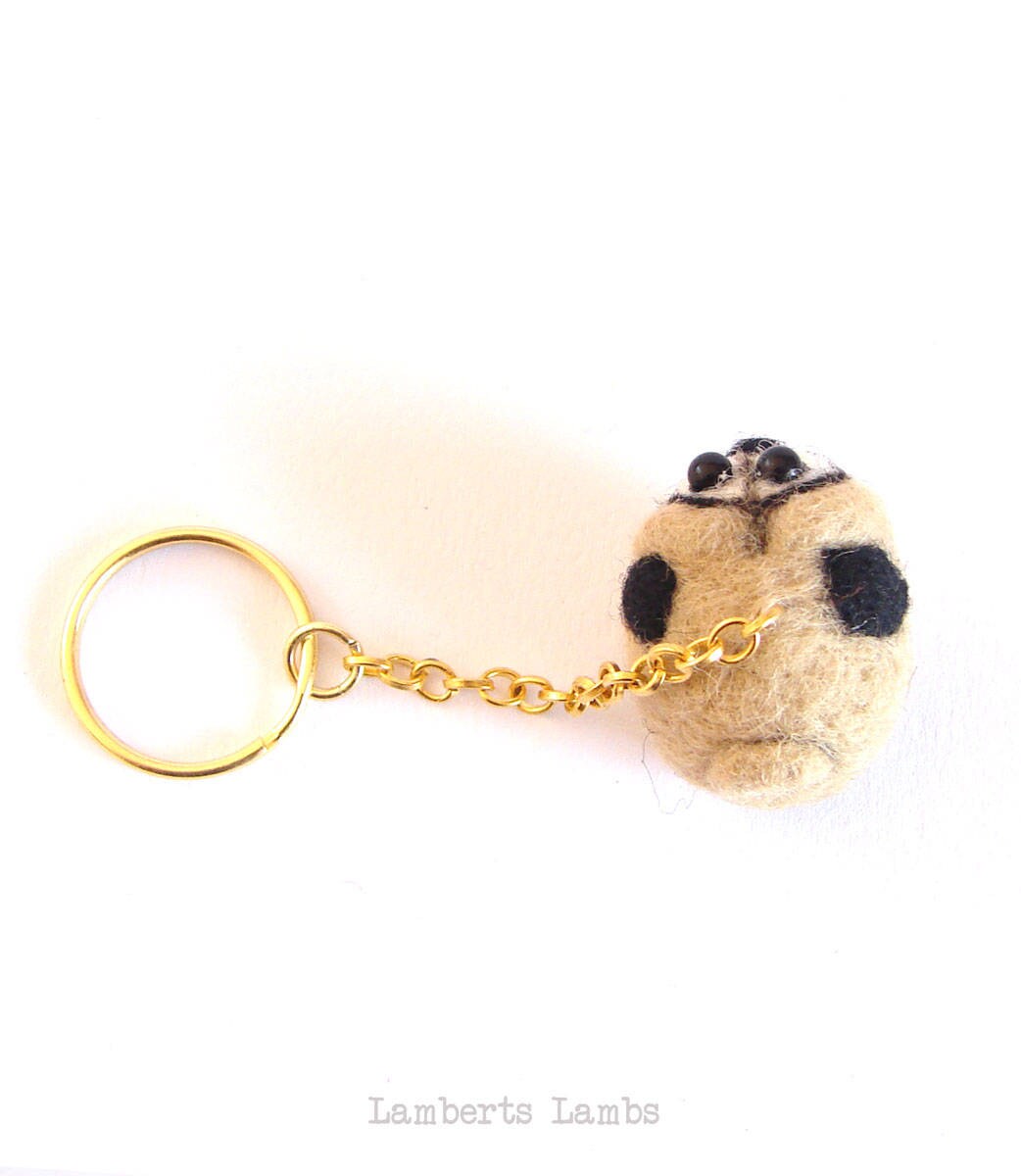 Needle Felted Pug bag charm