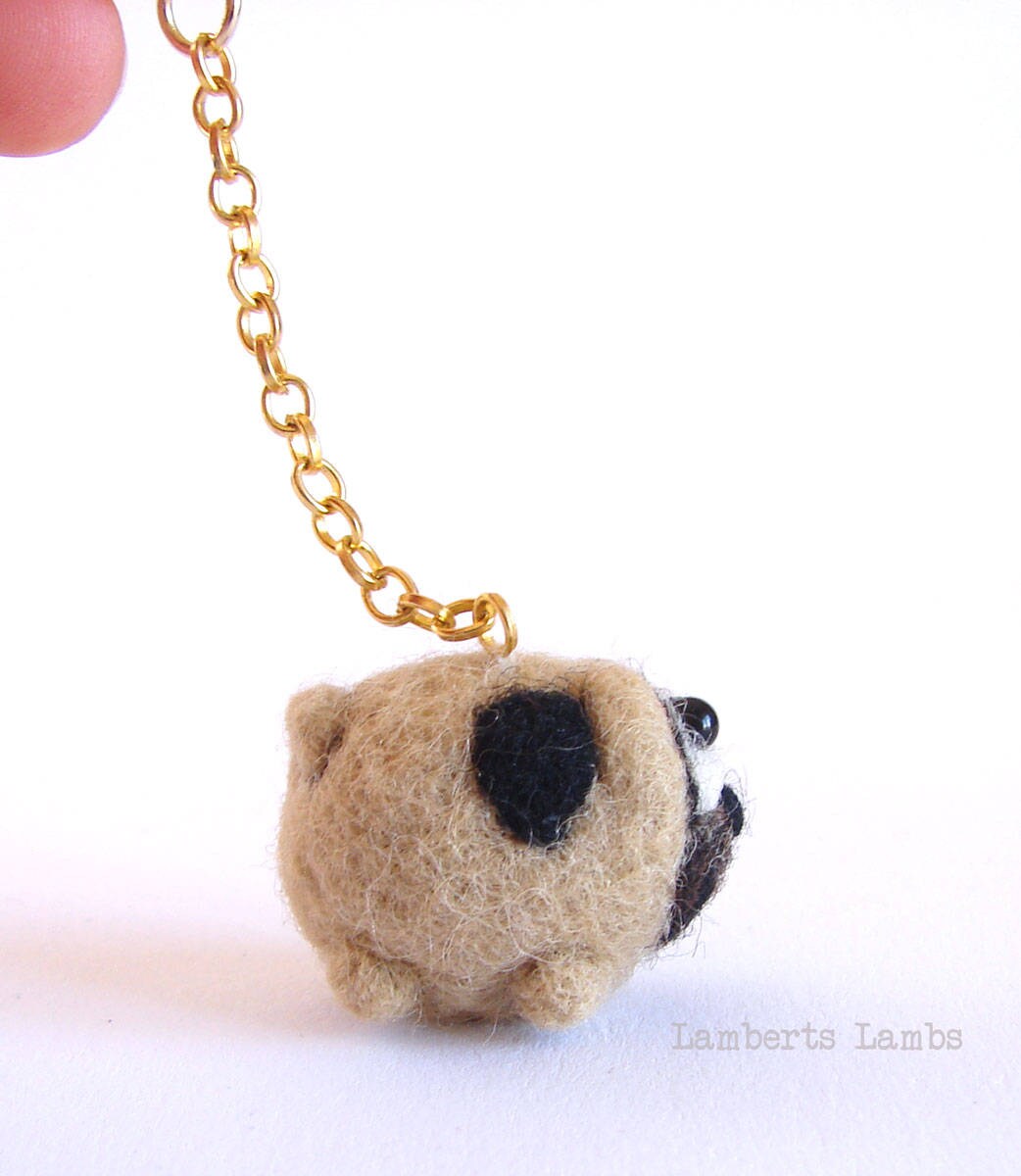 Needle Felted Pug bag charm