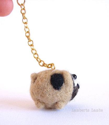 Needle Felted Pug bag charm