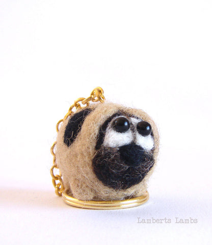 Needle Felted Pug bag charm