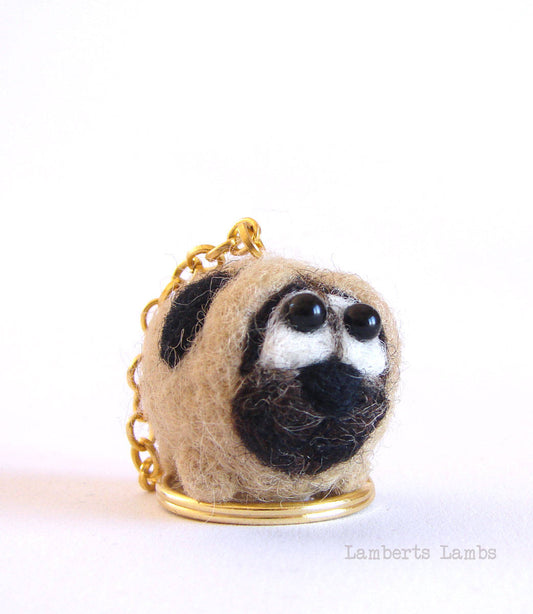 Needle Felted Pug bag charm