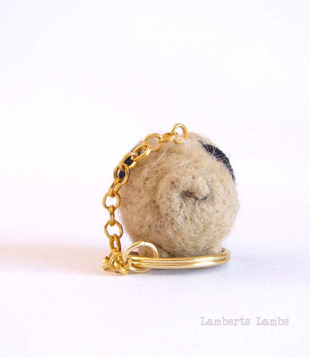 Needle Felted Pug bag charm