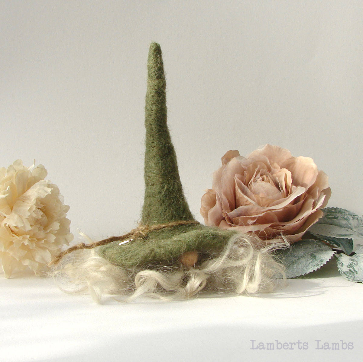 Needle Felted Gnome Wool Tomte Felted Tomte Nisse a Green Hat Hairy Gnome Nordic gnome