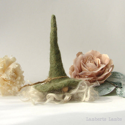 Needle Felted Gnome Wool Tomte Felted Tomte Nisse a Green Hat Hairy Gnome Nordic gnome