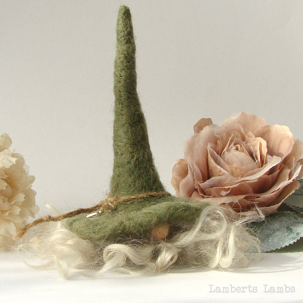 Needle Felted Gnome Wool Tomte Felted Tomte Nisse a Green Hat Hairy Gnome Nordic gnome