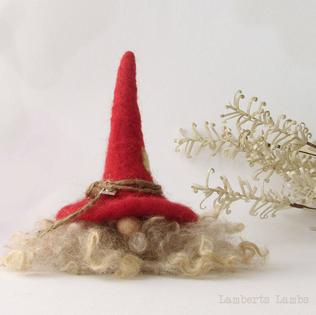 Nordic Gnome Needle Felted Gnome Wool Tomte Felted Tomte Nisse a Red Hat Hairy Gnome