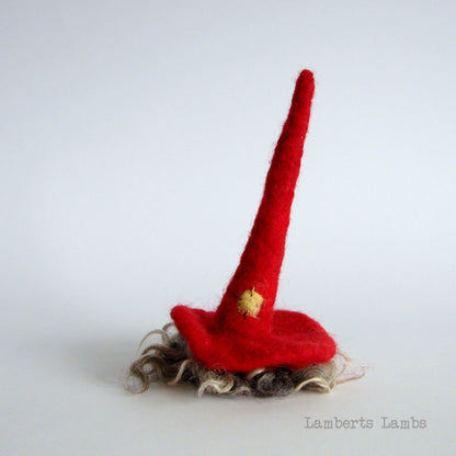 Needle Felted Scandinavian Gnome Nordic Gnome Felted Tomte Wool Nisse in a red hat