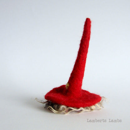 Needle Felted Scandinavian Gnome Nordic Gnome Felted Tomte Wool Nisse in a red hat