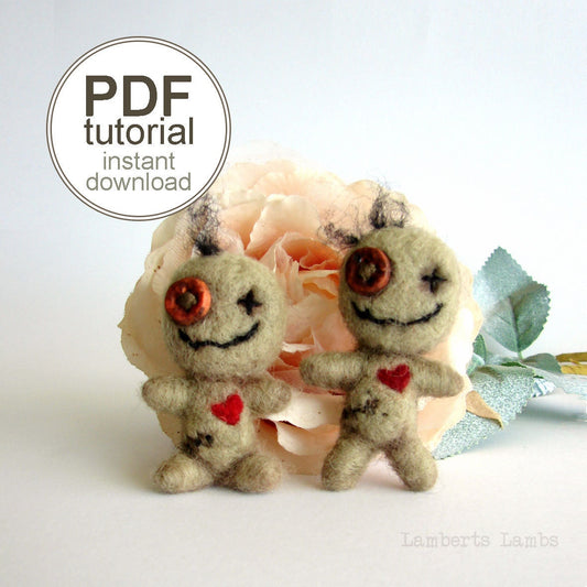 PDF Needle felting tutorial Voodoo Doll, Halloween Felt Pattern Digital Tutorial