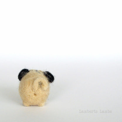 Needle felted Pug, Felted dog, Tiny wool dog