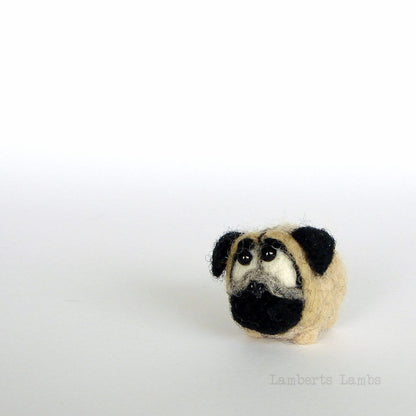 Needle felted Pug, Felted dog, Tiny wool dog