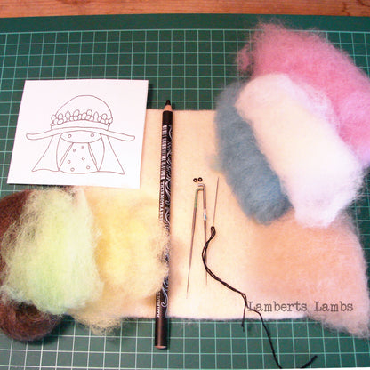 Needle felting tutorial Little Girl,  2D Needle Felt Pattern for girls room decor