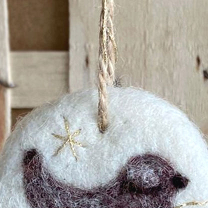 Needle felted Robin Christmas bauble, Handmade hanging decoration
