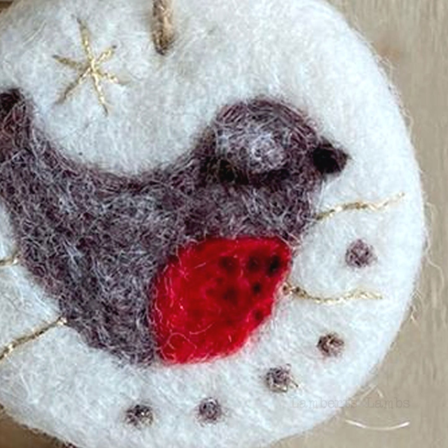 Needle felted Robin Christmas bauble, Handmade hanging decoration